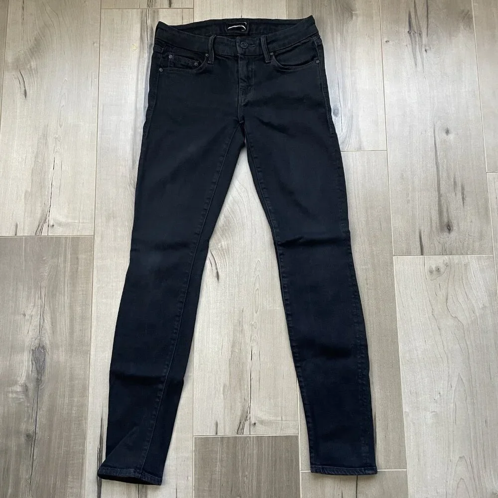 MOTHER The Looker Skinny Jeans Womens 25 Black‎ Mid Rise Minimalist Glam